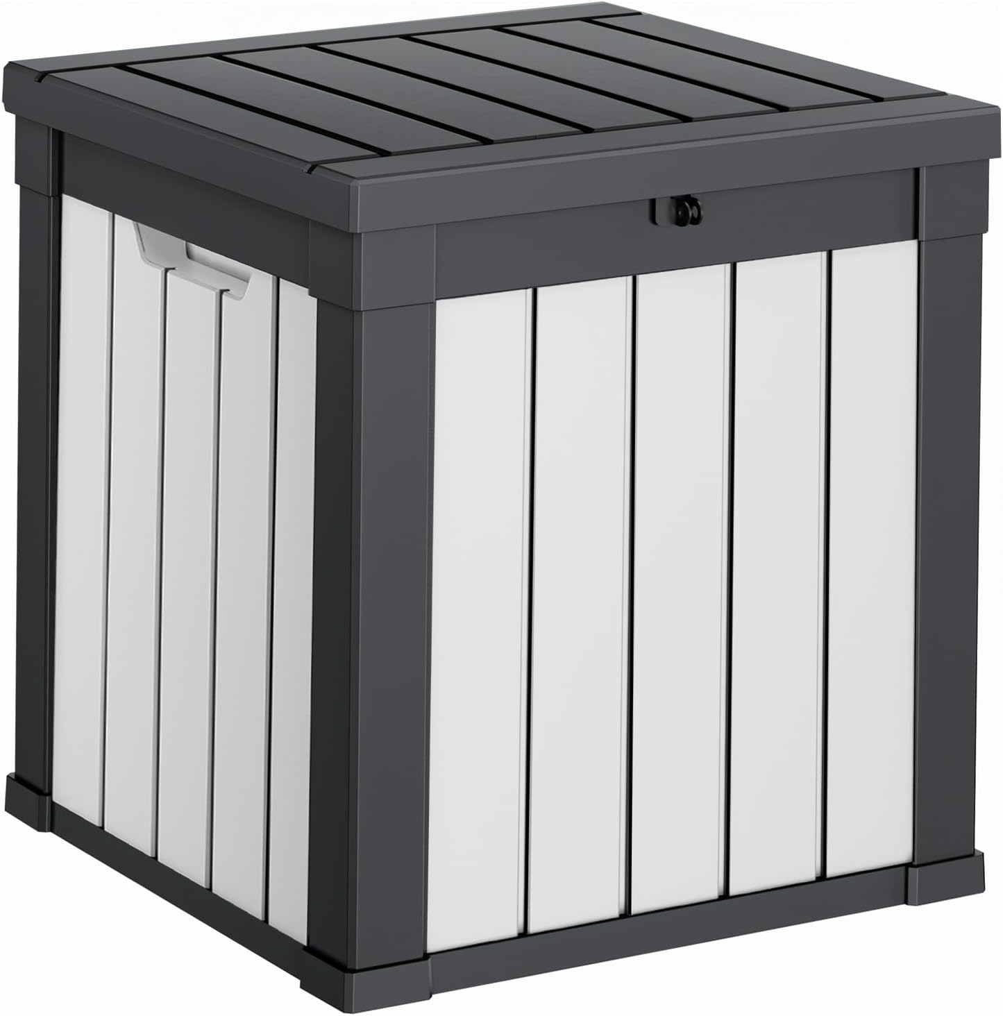 100 Gallon Resin Deck Box, Lockable Patio Outdoor Storage Box for Furniture, Garden Tools and Tools Storage, Waterproof Outside Storage Boxes - Black