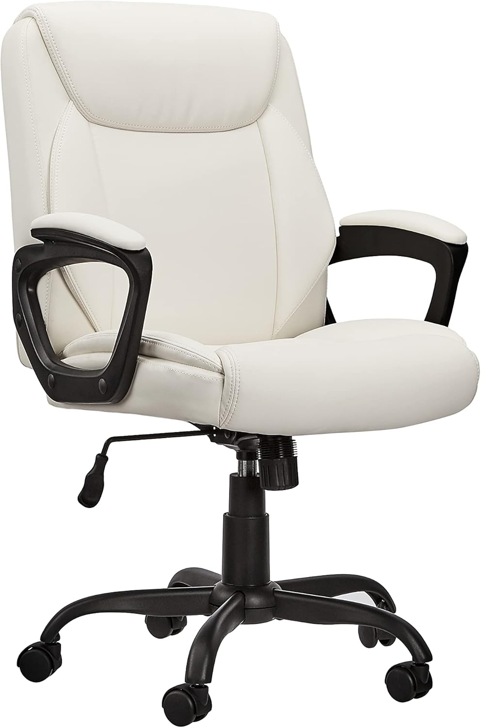 Amazon Basics Classic Puresoft PU Padded Mid-Back Height Adjustable Office Computer Desk Chair with Armrest, 26"D x 23.75"W x 42"H, Black