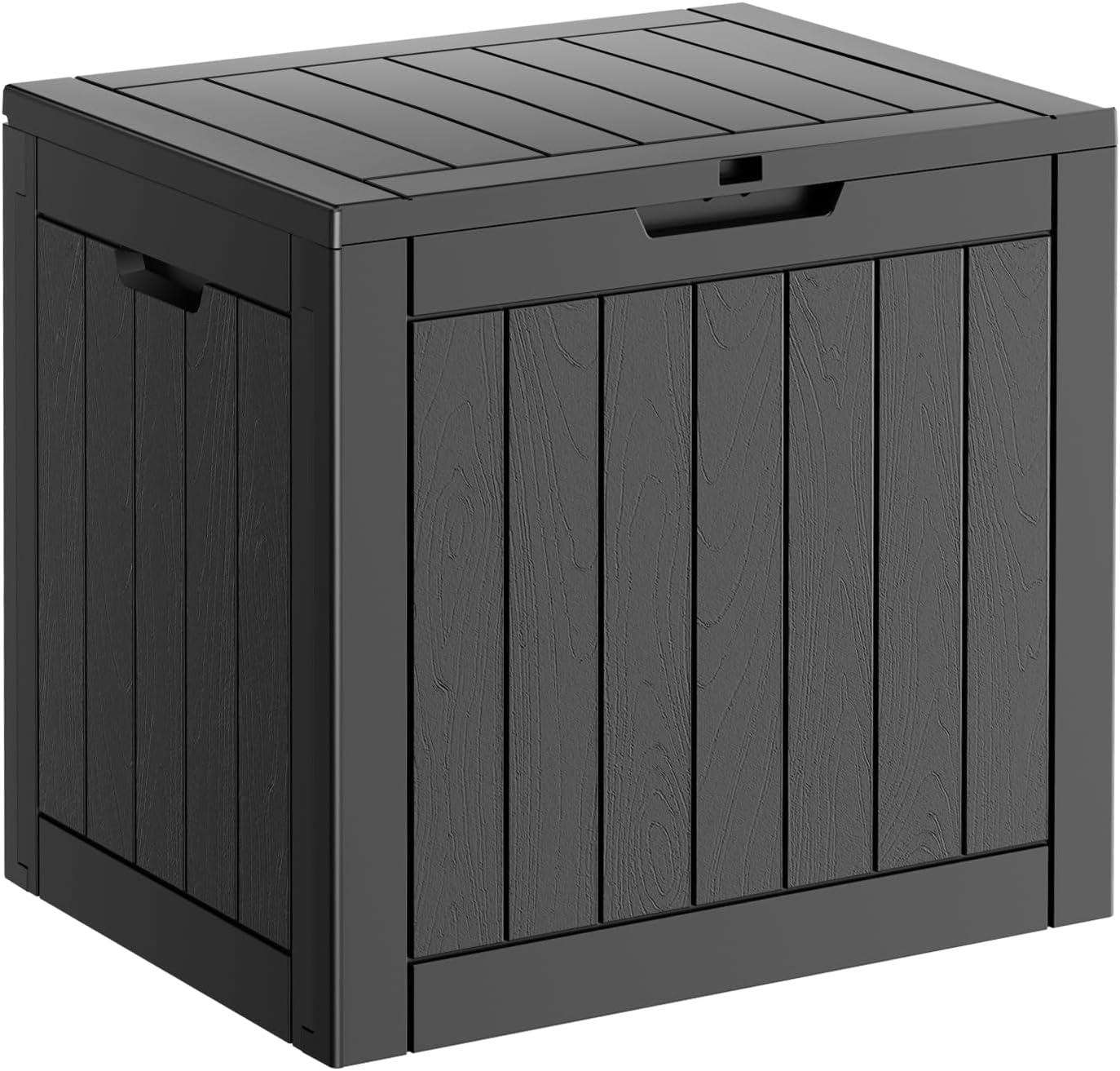 100 Gallon Resin Deck Box, Lockable Patio Outdoor Storage Box for Furniture, Garden Tools and Tools Storage, Waterproof Outside Storage Boxes - Black