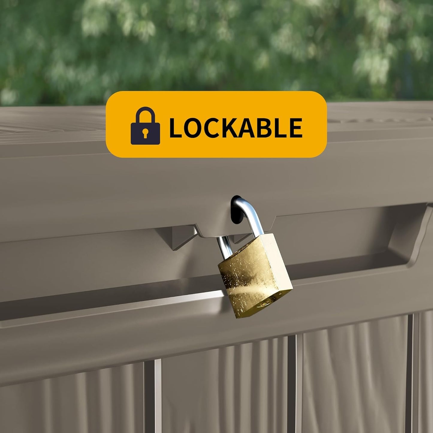 150 Gallon Deck Box,Outdoor Storage Box Lockable,Waterproof for Patio Furniture, Garden Tools, Pool Accessories, UV-Resistant for All Weather Use, Greige