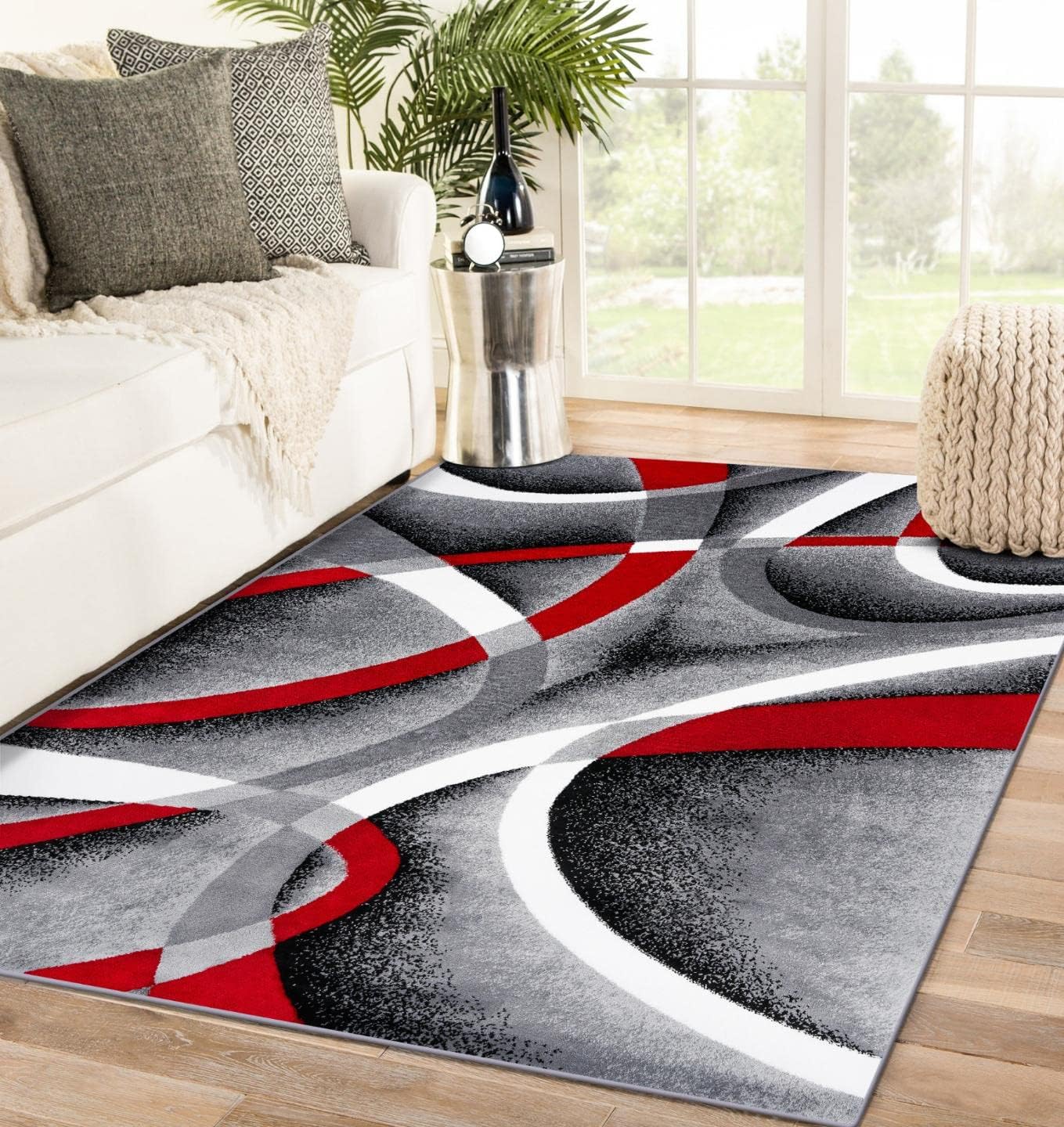 2305 Geometric Abstract Beige 6x9 Area Rugs for Living Room
