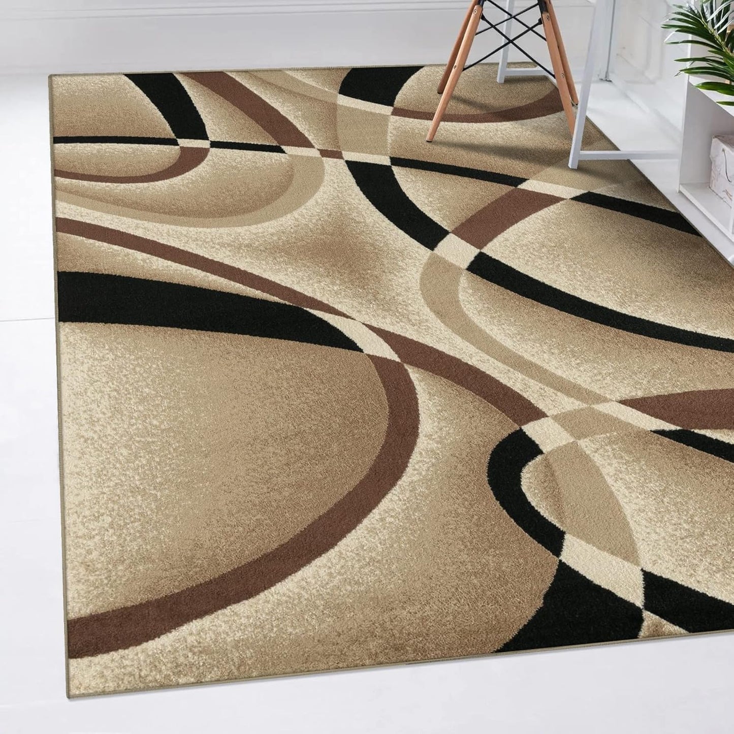 2305 Geometric Abstract Beige 6x9 Area Rugs for Living Room