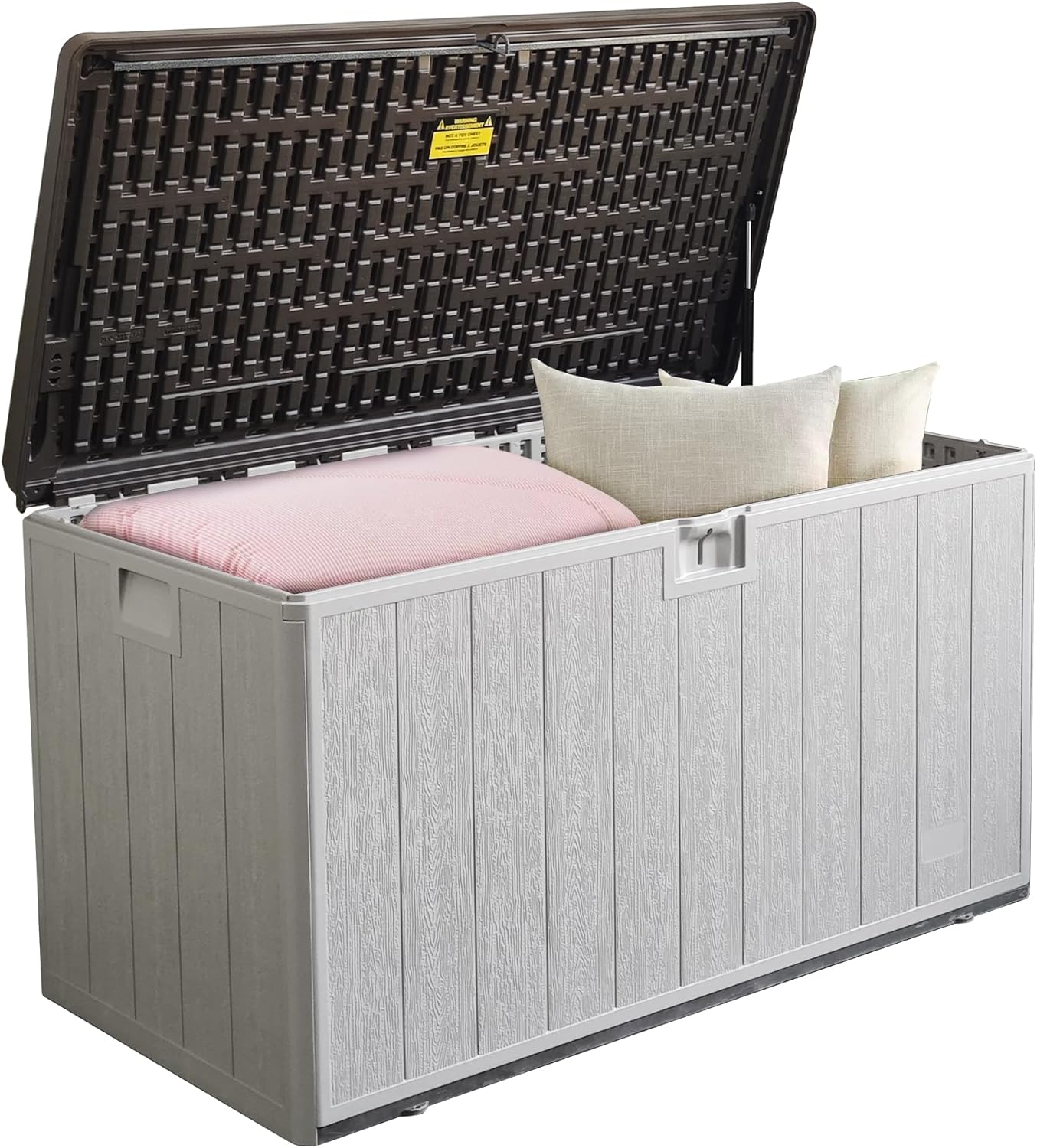150 Gallon Deck Box,Outdoor Storage Box Lockable,Waterproof for Patio Furniture, Garden Tools, Pool Accessories, UV-Resistant for All Weather Use, Greige