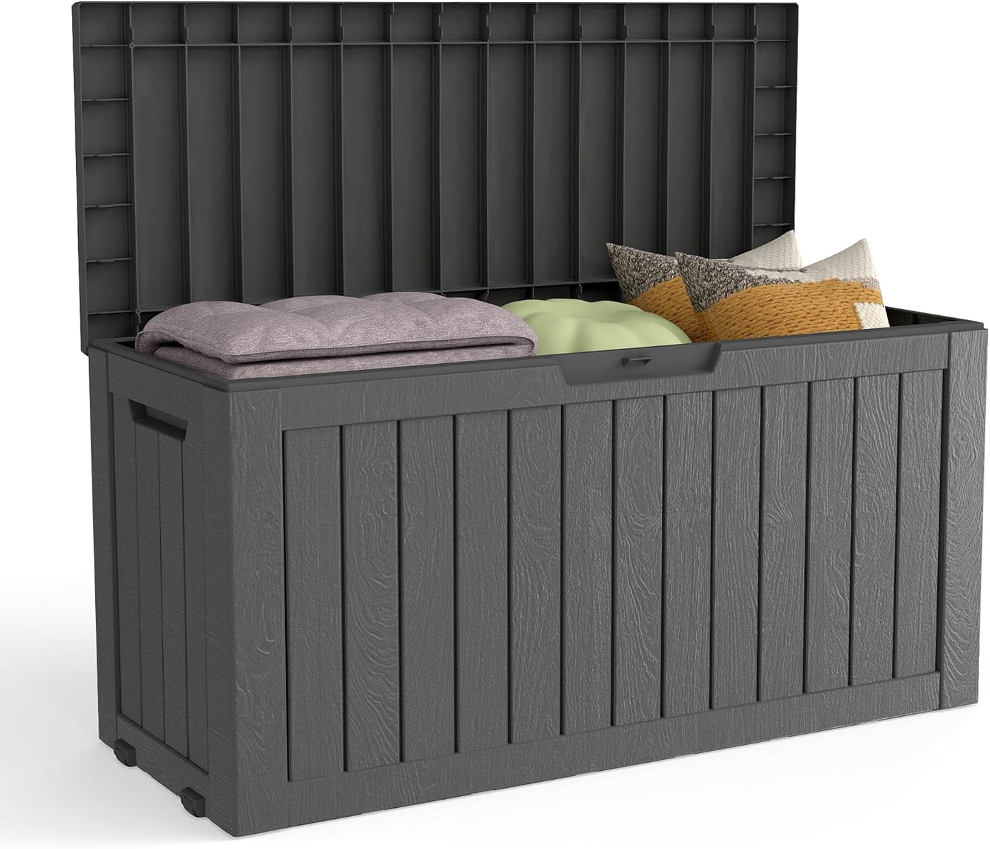 150 Gallon Deck Box,Outdoor Storage Box Lockable,Waterproof for Patio Furniture, Garden Tools, Pool Accessories, UV-Resistant for All Weather Use, Greige