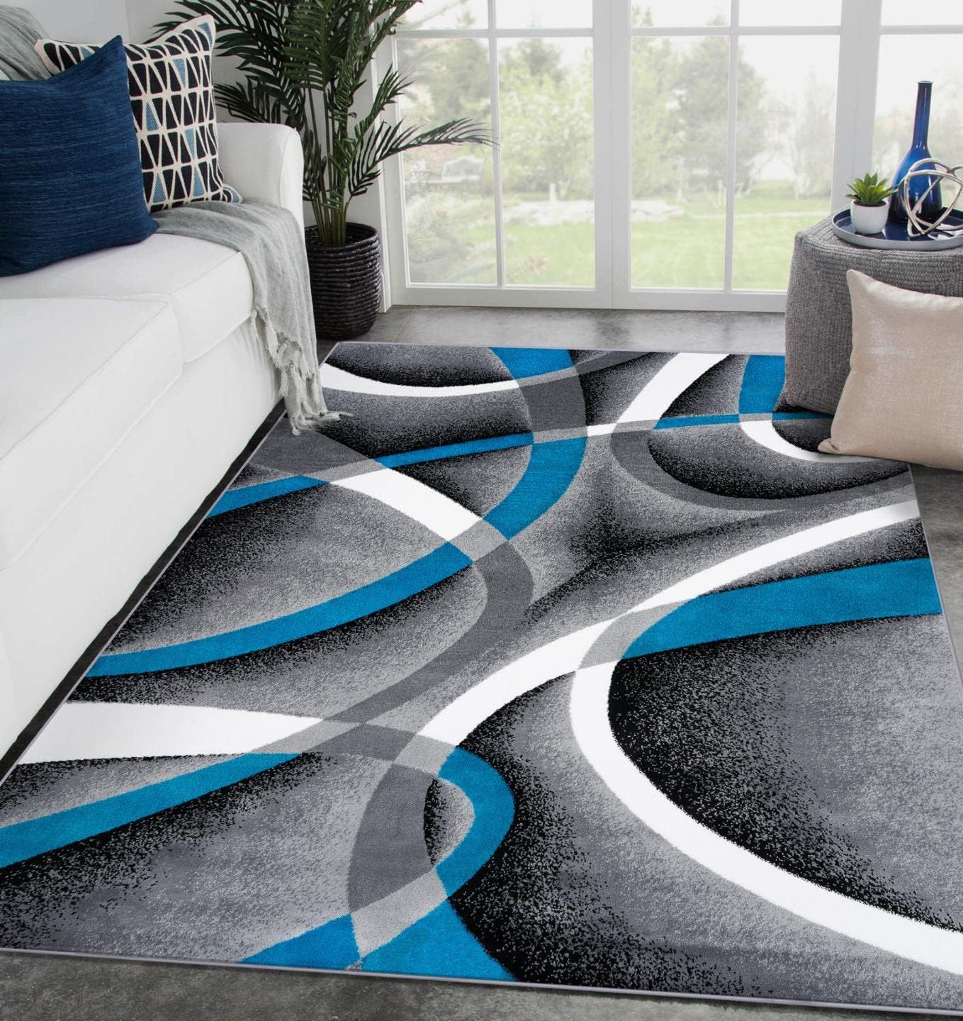 2305 Geometric Abstract Beige 6x9 Area Rugs for Living Room