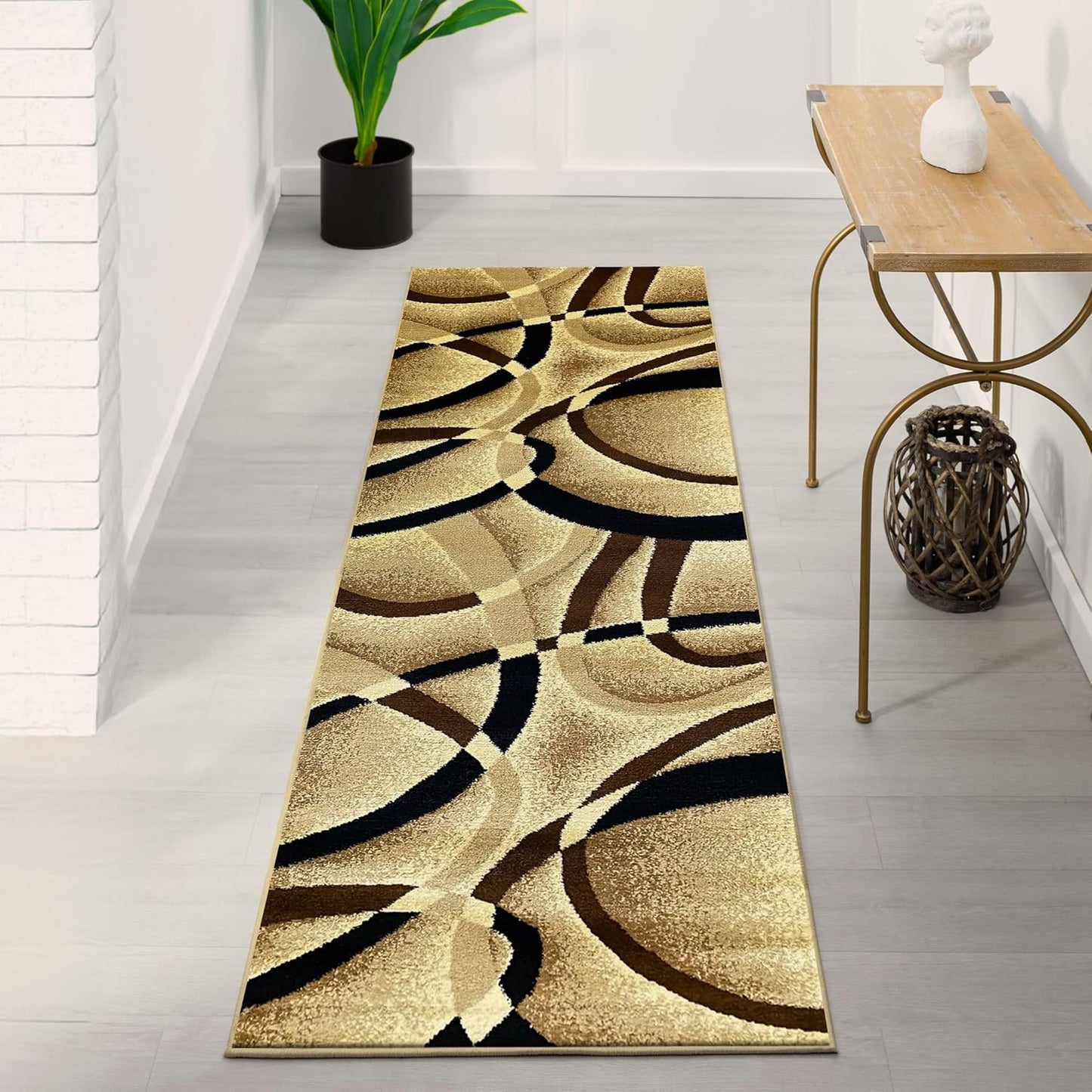 2305 Geometric Abstract Beige 6x9 Area Rugs for Living Room