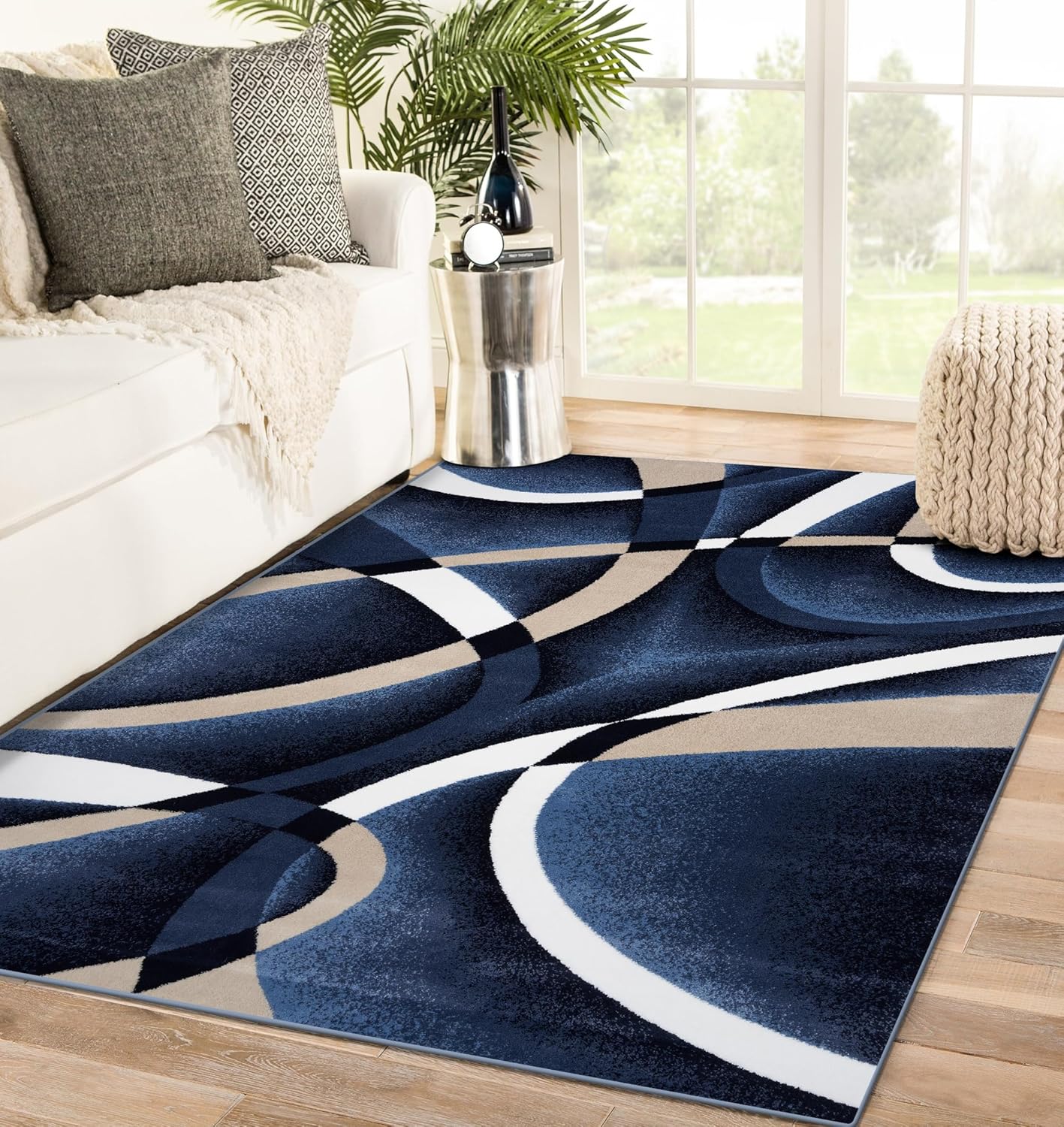 2305 Geometric Abstract Beige 6x9 Area Rugs for Living Room