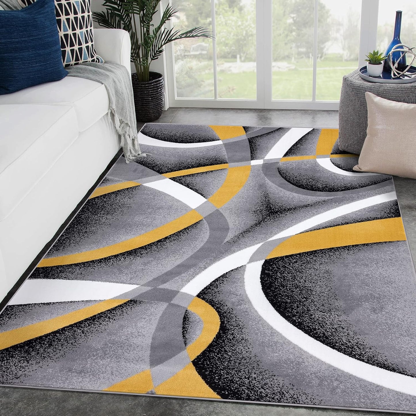 2305 Geometric Abstract Beige 6x9 Area Rugs for Living Room