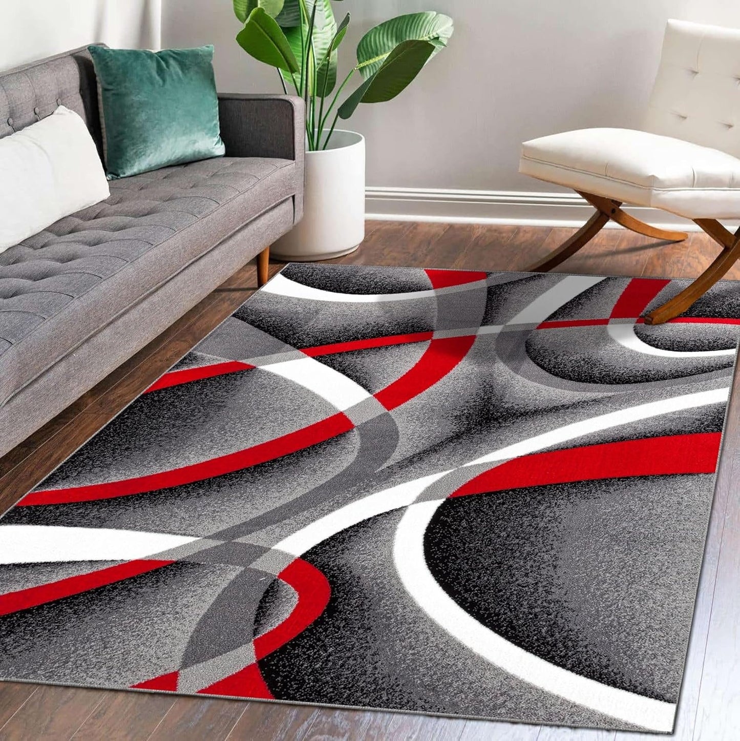 2305 Geometric Abstract Beige 6x9 Area Rugs for Living Room