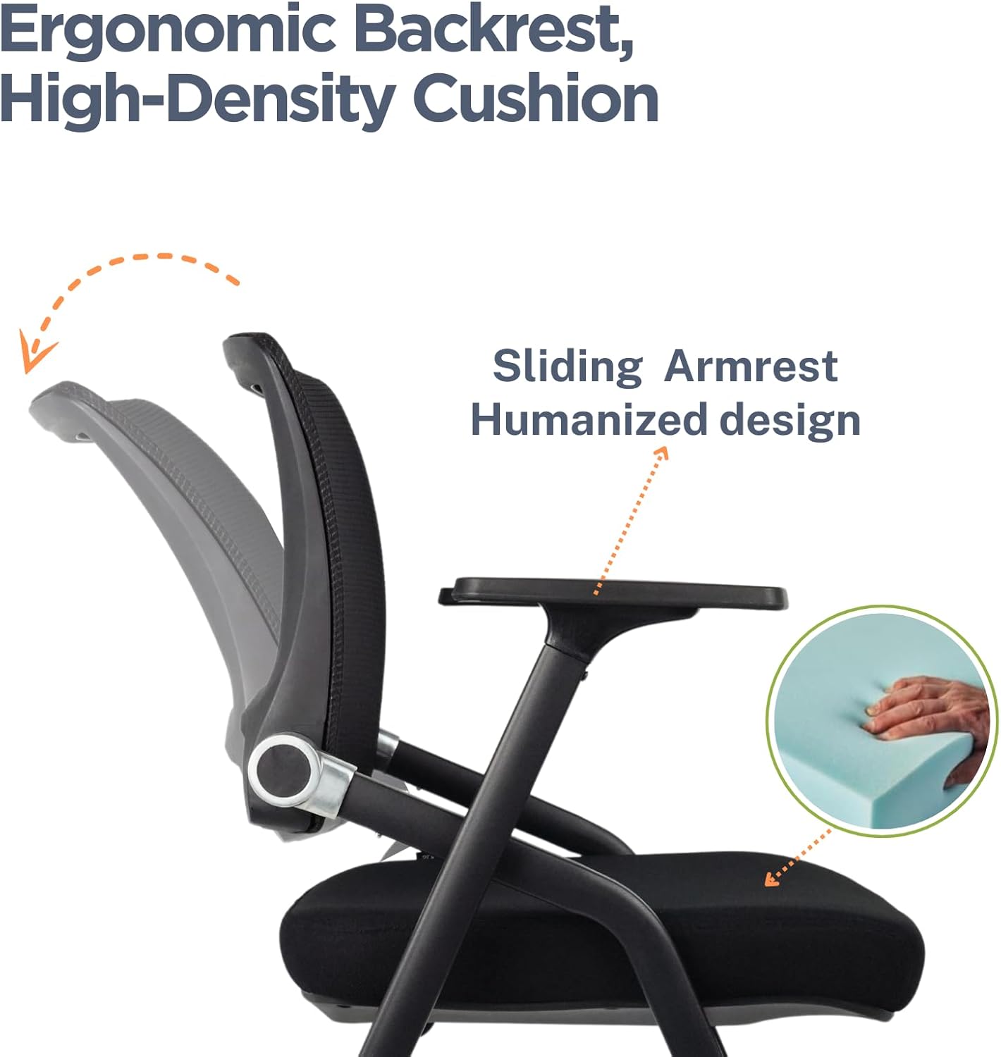 40 Pack, Foldable Office Chairs with Wheels, Mesh Back, Arms and Portable - Folding Office Chairs Stackable for Conference Room Chair, Office Guest & Reception & Meeting Chair - (Black) 300 lbs.