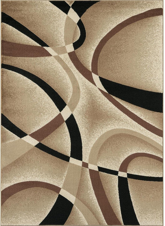 2305 Geometric Abstract Beige 6x9 Area Rugs for Living Room