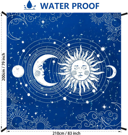 Beach Blanket Waterproof Sandproof Beach Mat 79" X 83"/10'x9'for 2-8 Adults Quick Drying Outdoor Picnic Mat Beach Accessories for Travel, Camping, Hiking