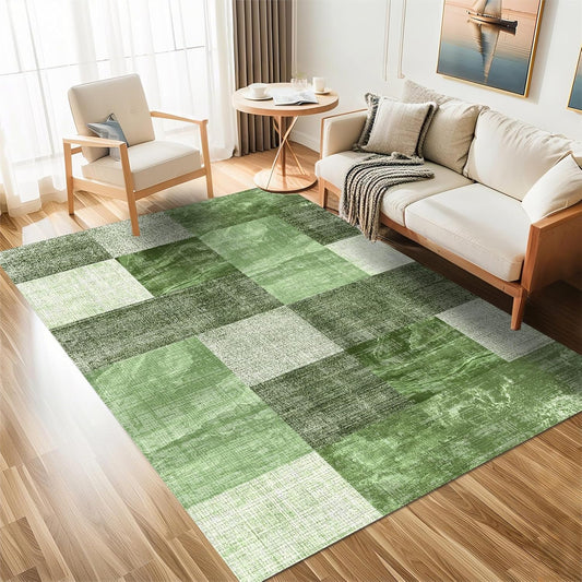 5×7 Washable Modern Area Rugs,Geometric Abstract High Traffic Neutral Non-Slip Large Carpet for Living Room,Bedroom,Dining Room,Farmhouse,Spring Green