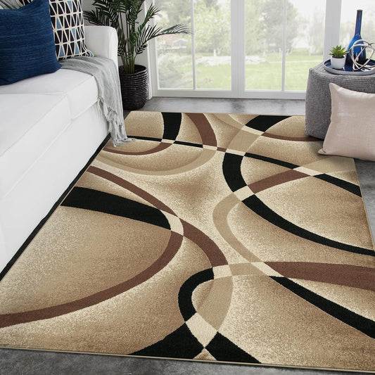2305 Geometric Abstract Beige 6x9 Area Rugs for Living Room